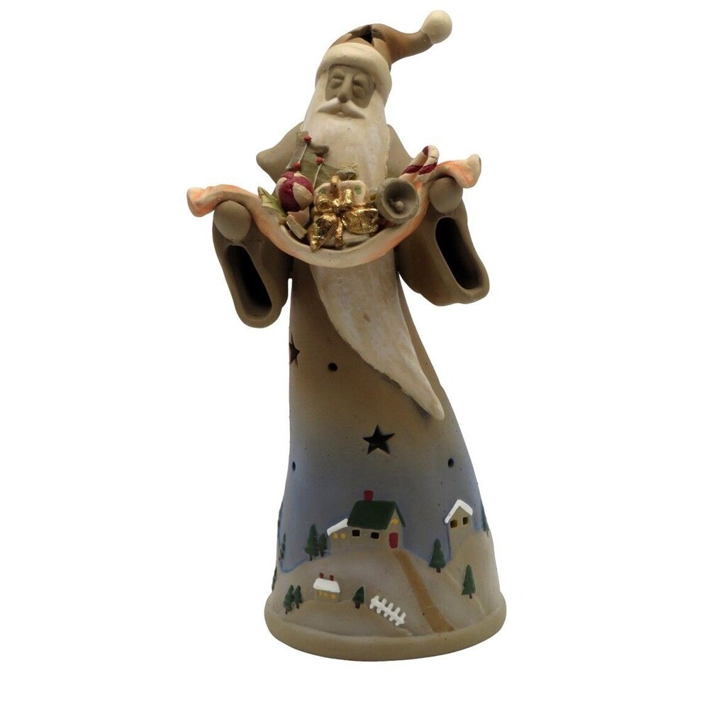 Vintage Ceramic T-Light Holder Santa Origins From Roman Inc 9.5"